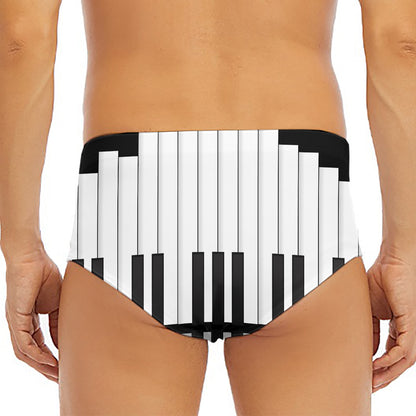 Black And White Piano Keyboard Print Men's Triangle Swim Briefs