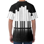 Black And White Piano Keyboard Print Men's Velvet T-Shirt