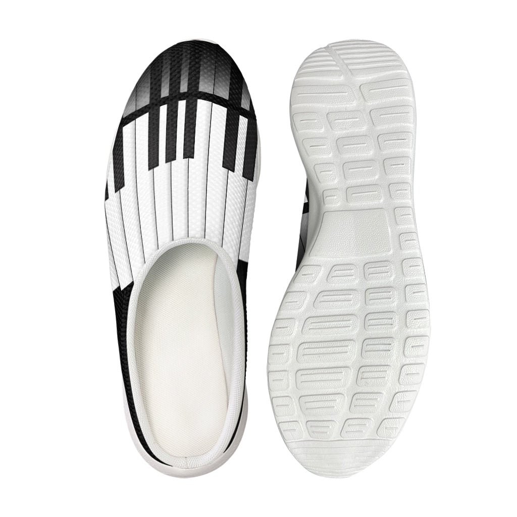 Black And White Piano Keyboard Print Mesh Casual Shoes