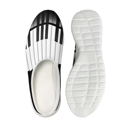 Black And White Piano Keyboard Print Mesh Casual Shoes