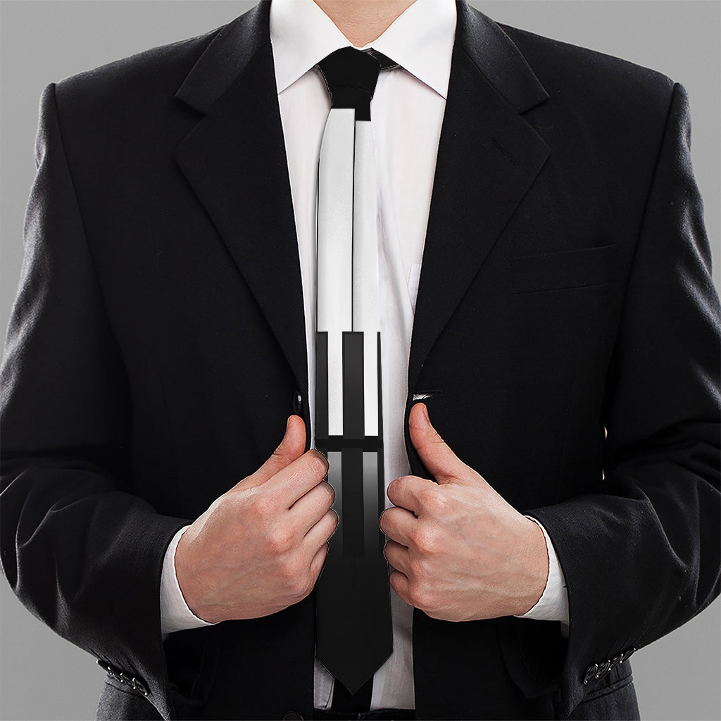 Black And White Piano Keyboard Print Necktie
