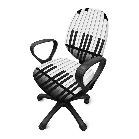 Black And White Piano Keyboard Print Office Chair Cover