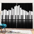Black And White Piano Keyboard Print Pencil Pleat Curtains