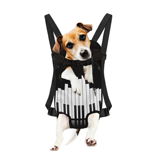 Black And White Piano Keyboard Print Pet Carrier Backpack
