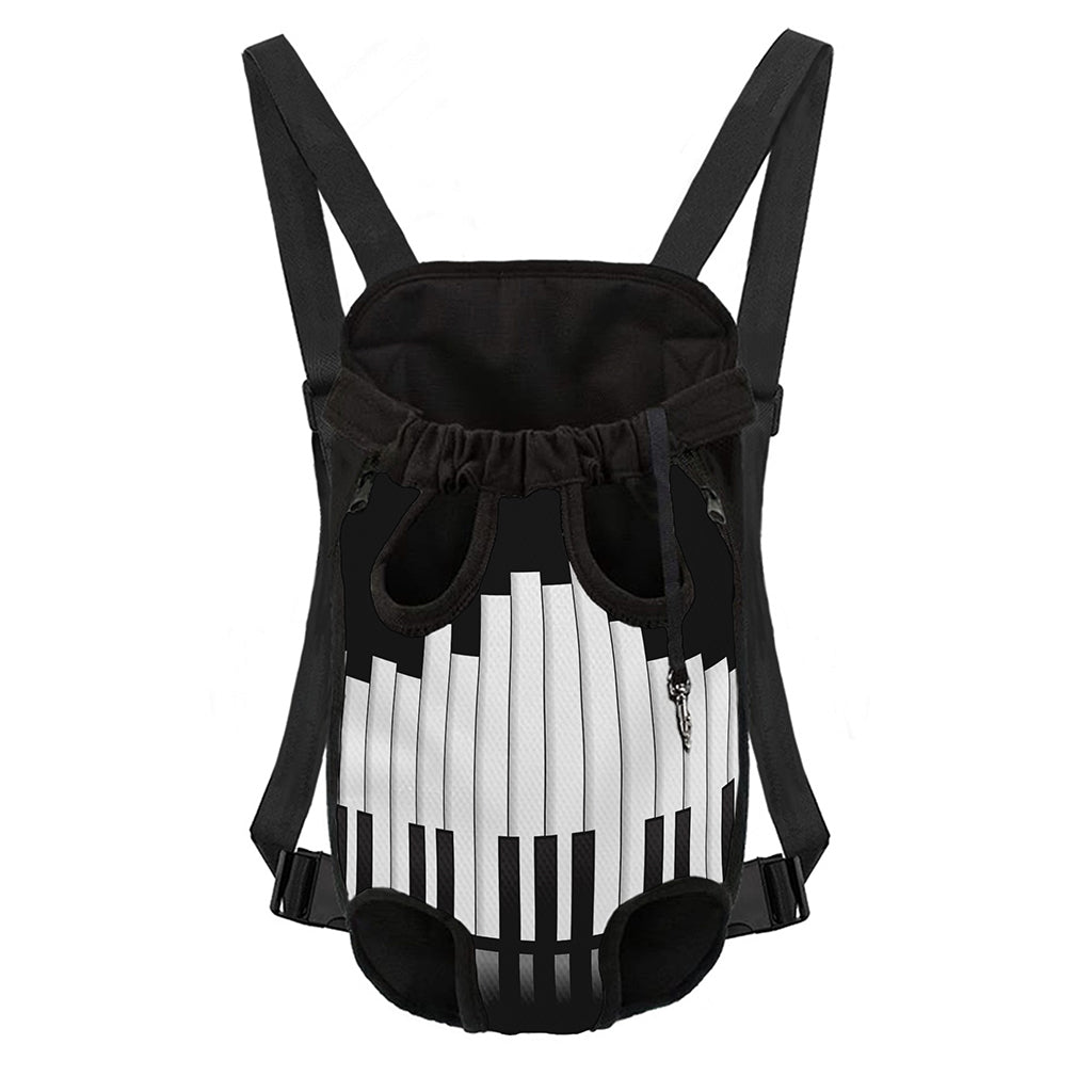 Black And White Piano Keyboard Print Pet Carrier Backpack