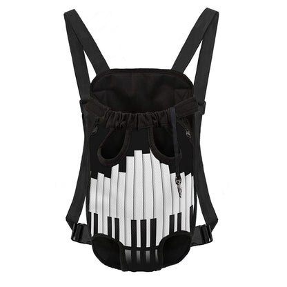 Black And White Piano Keyboard Print Pet Carrier Backpack