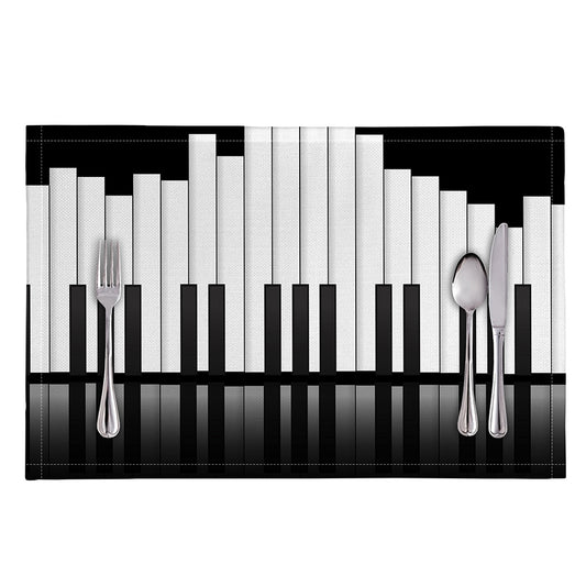 Black And White Piano Keyboard Print Placemat