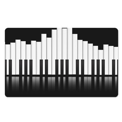 Black And White Piano Keyboard Print Polyester Doormat