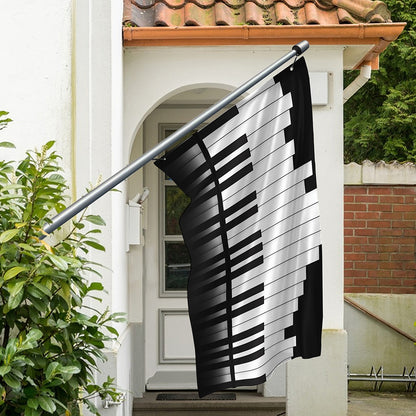 Black And White Piano Keyboard Print Polyester Flag