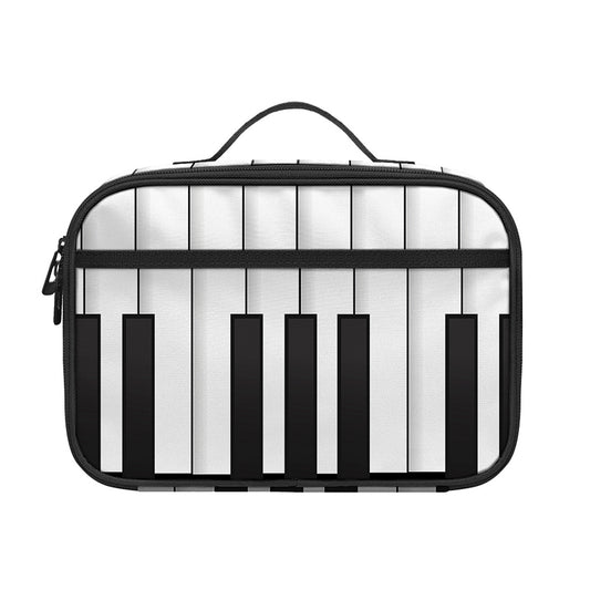 Black And White Piano Keyboard Print Portable Lunch Bag