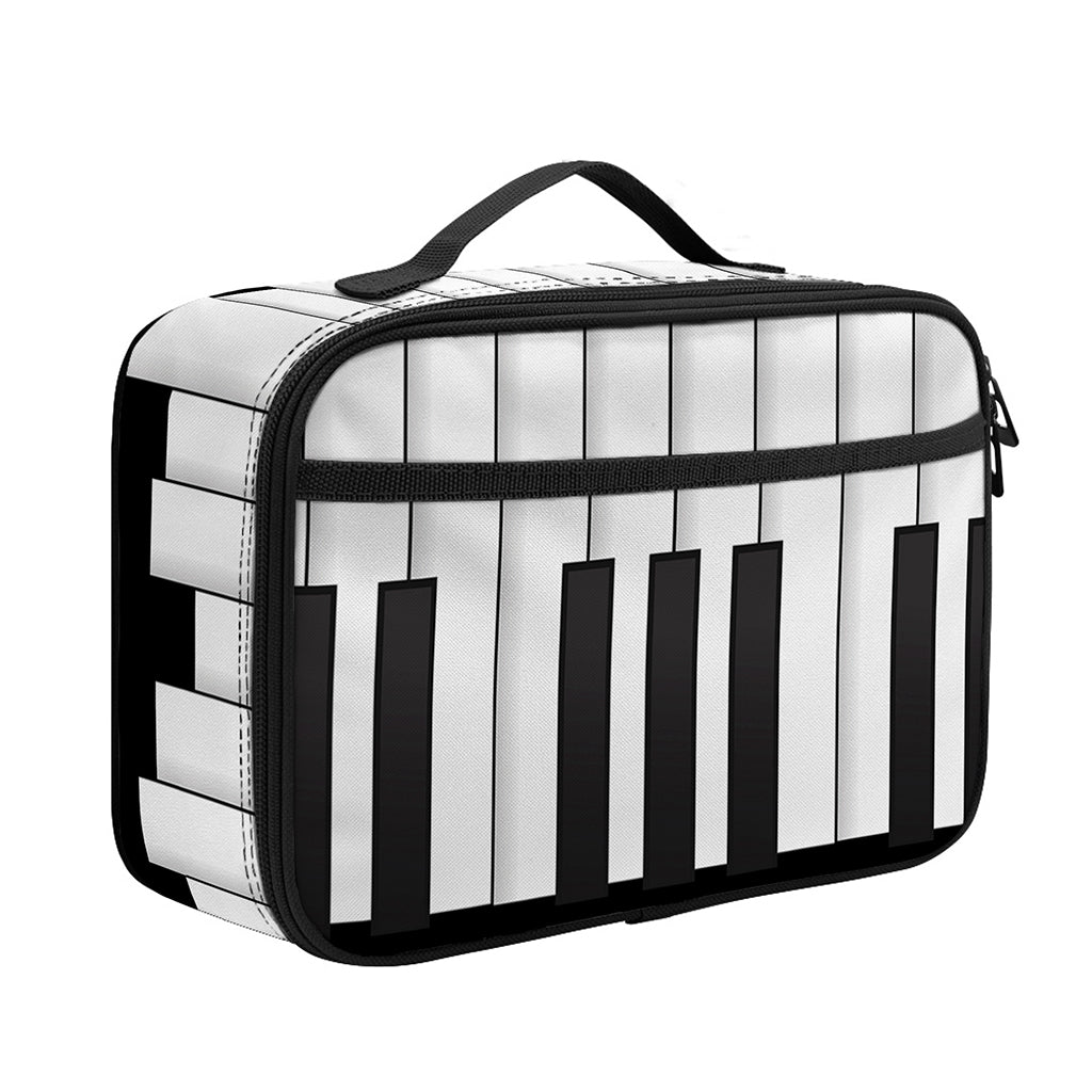 Black And White Piano Keyboard Print Portable Lunch Bag