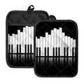 Black And White Piano Keyboard Print Pot Holders With Pocket