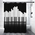 Black And White Piano Keyboard Print Premium Shower Curtain
