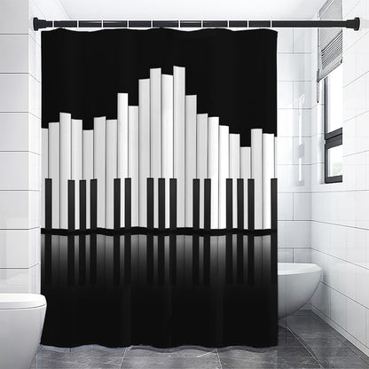 Black And White Piano Keyboard Print Premium Shower Curtain