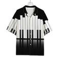 Black And White Piano Keyboard Print Rayon Hawaiian Shirt