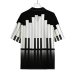 Black And White Piano Keyboard Print Rayon Hawaiian Shirt