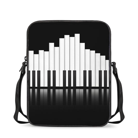 Black And White Piano Keyboard Print Rectangular Crossbody Bag
