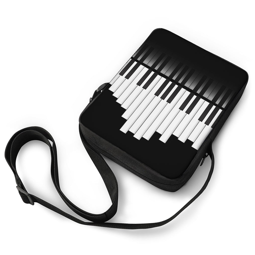 Black And White Piano Keyboard Print Rectangular Crossbody Bag