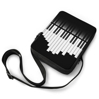 Black And White Piano Keyboard Print Rectangular Crossbody Bag