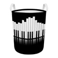 Black And White Piano Keyboard Print Round Laundry Basket