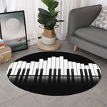Black And White Piano Keyboard Print Round Rug