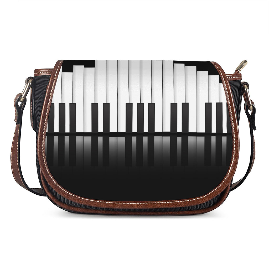 Black And White Piano Keyboard Print Saddle Bag