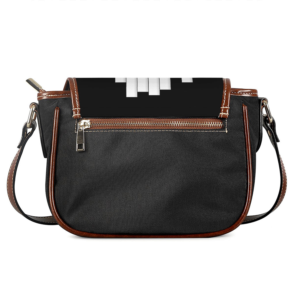 Black And White Piano Keyboard Print Saddle Bag