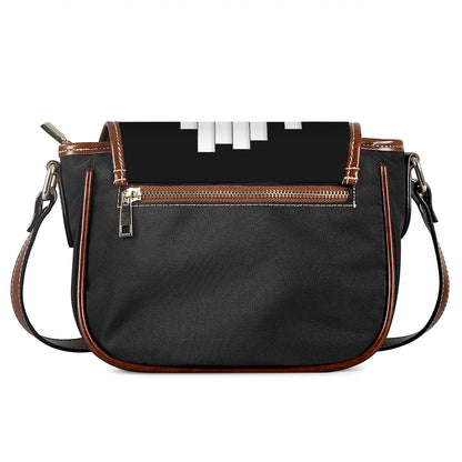 Black And White Piano Keyboard Print Saddle Bag