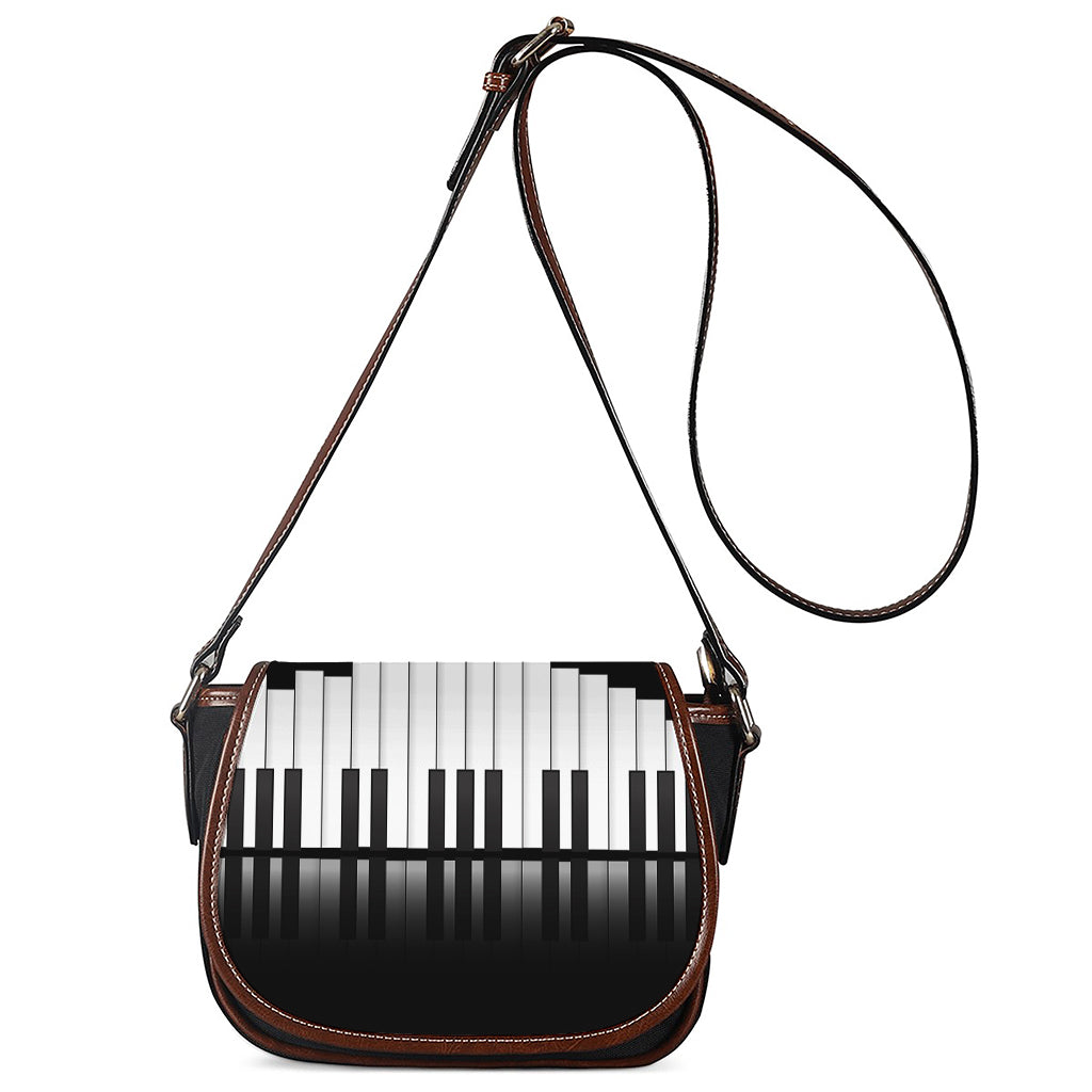 Black And White Piano Keyboard Print Saddle Bag
