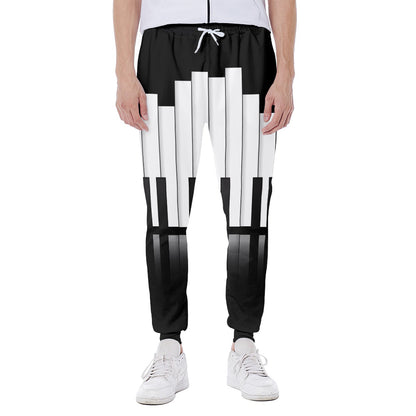 Black And White Piano Keyboard Print Scuba Joggers