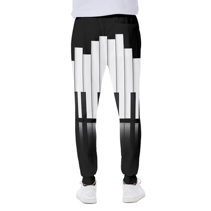 Black And White Piano Keyboard Print Scuba Joggers