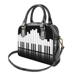 Black And White Piano Keyboard Print Shoulder Handbag