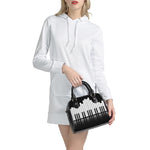 Black And White Piano Keyboard Print Shoulder Handbag