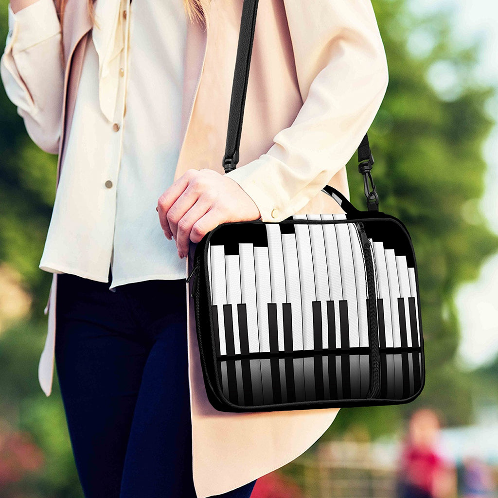 Black And White Piano Keyboard Print Shoulder Strap Bible Bag