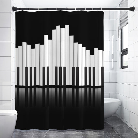 Black And White Piano Keyboard Print Shower Curtain