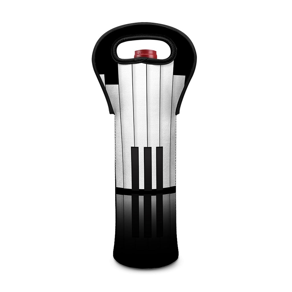 Black And White Piano Keyboard Print Single Neoprene Wine Tote