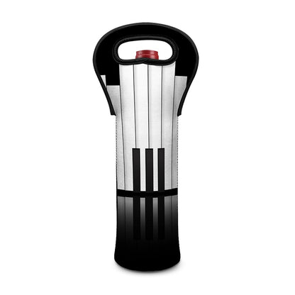 Black And White Piano Keyboard Print Single Neoprene Wine Tote