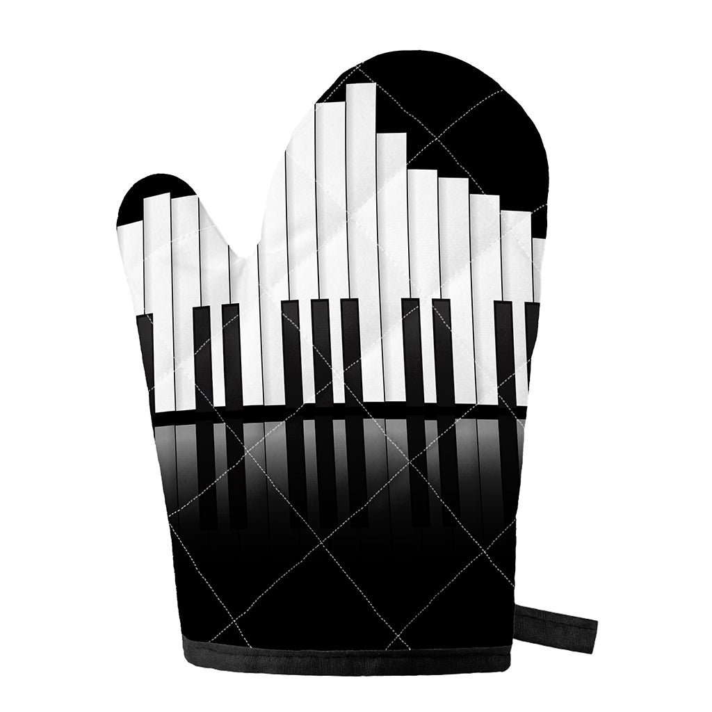 Black And White Piano Keyboard Print Single Oven Mitt