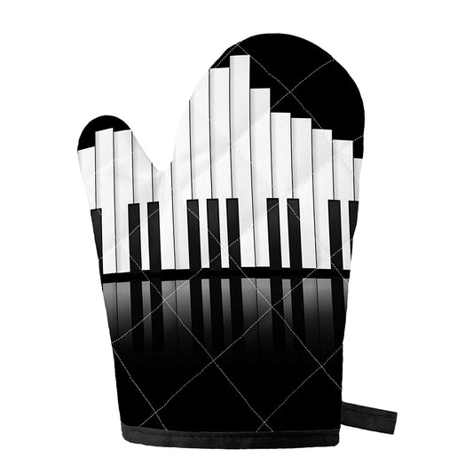 Black And White Piano Keyboard Print Single Oven Mitt