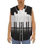 Black And White Piano Keyboard Print Sleeveless Baseball Jersey