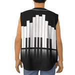 Black And White Piano Keyboard Print Sleeveless Baseball Jersey