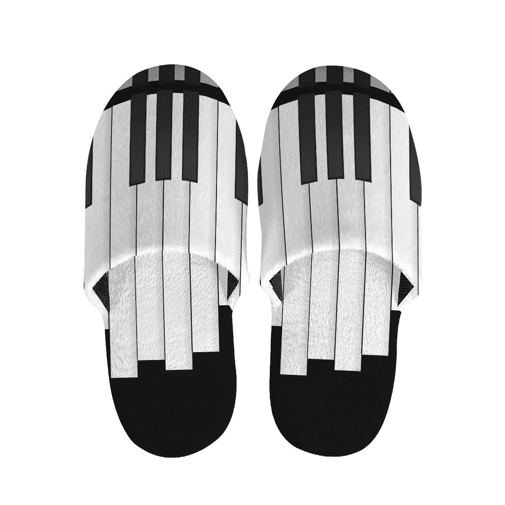 Black And White Piano Keyboard Print Slippers