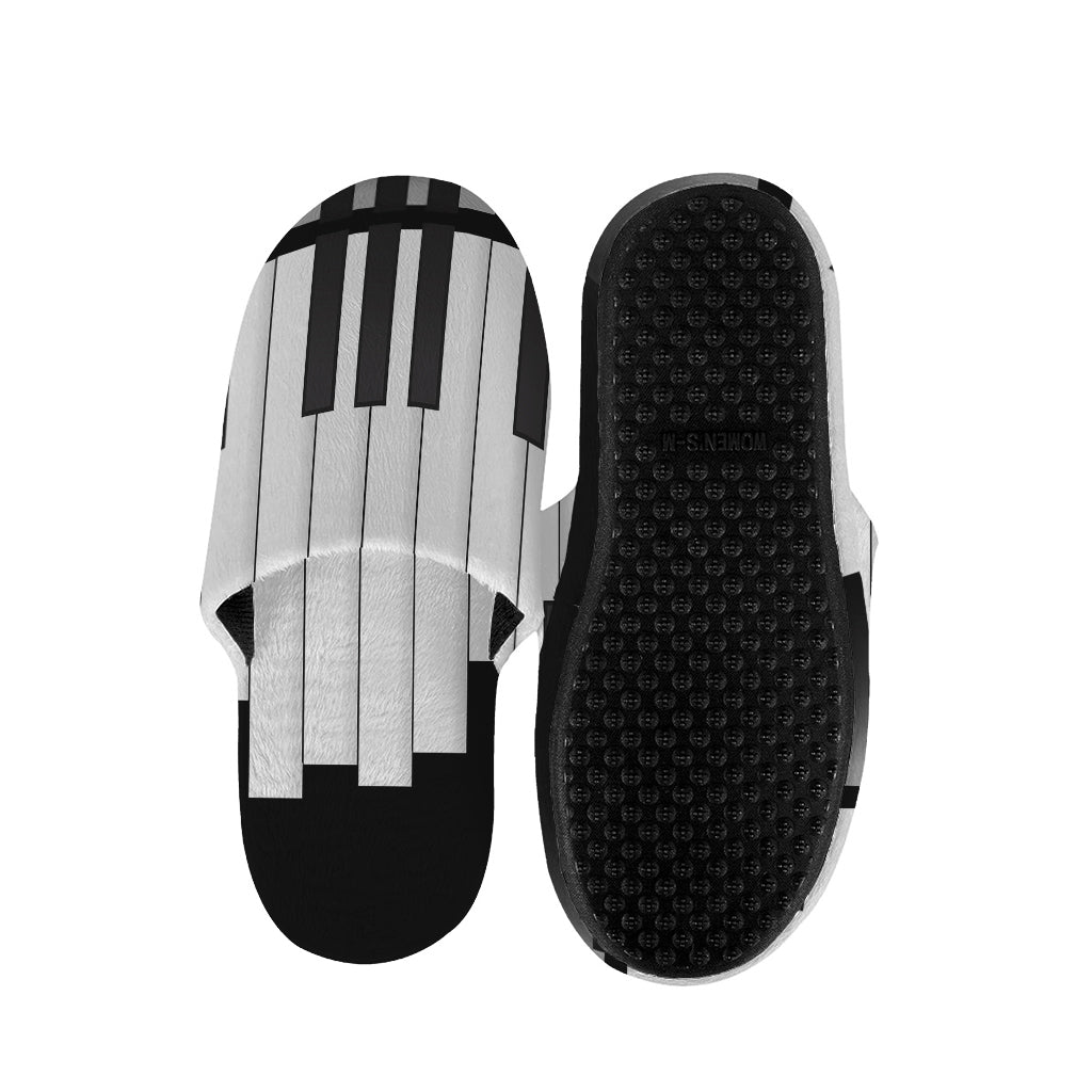 Black And White Piano Keyboard Print Slippers