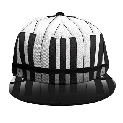 Black And White Piano Keyboard Print Snapback Cap