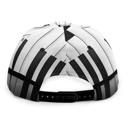 Black And White Piano Keyboard Print Snapback Cap