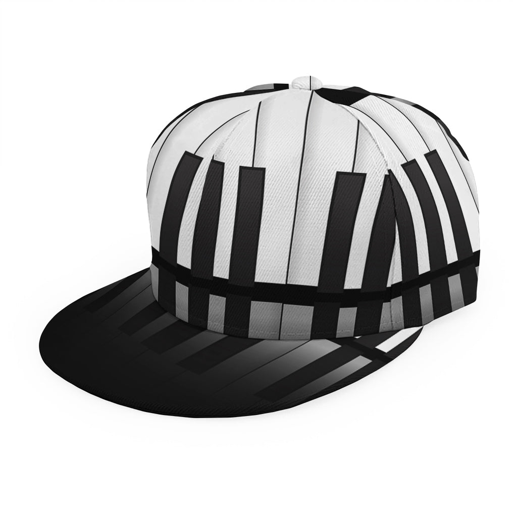 Black And White Piano Keyboard Print Snapback Cap