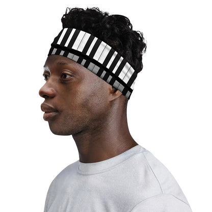 Black And White Piano Keyboard Print Sports Headband