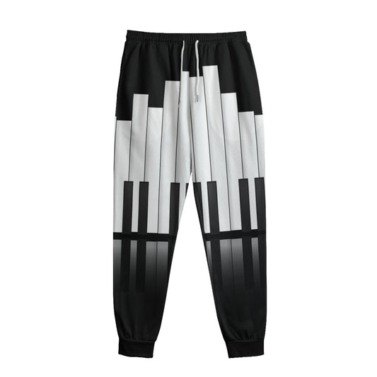 Black And White Piano Keyboard Print Sweatpants