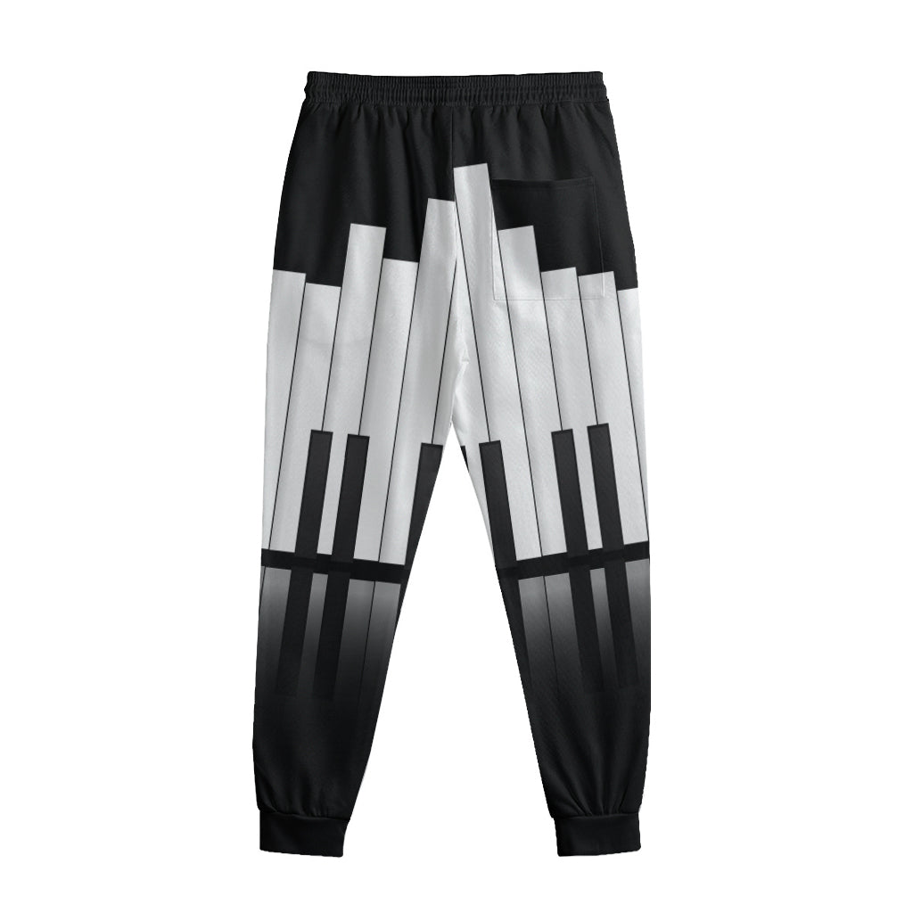 Black And White Piano Keyboard Print Sweatpants