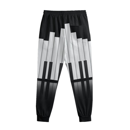 Black And White Piano Keyboard Print Sweatpants